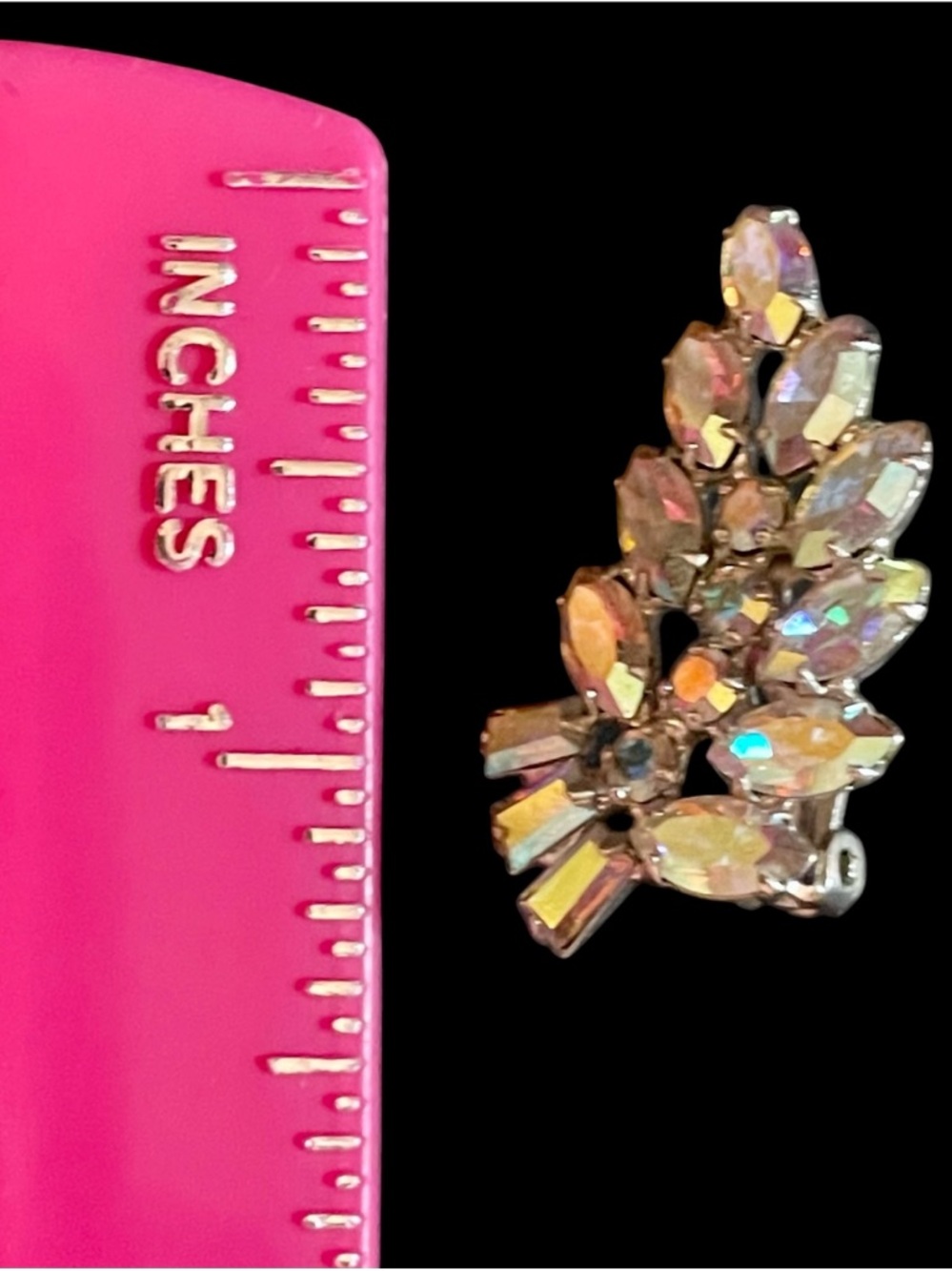 Signed B. David Vintage AB Rhinestone Earrings - Picture 6 of 7